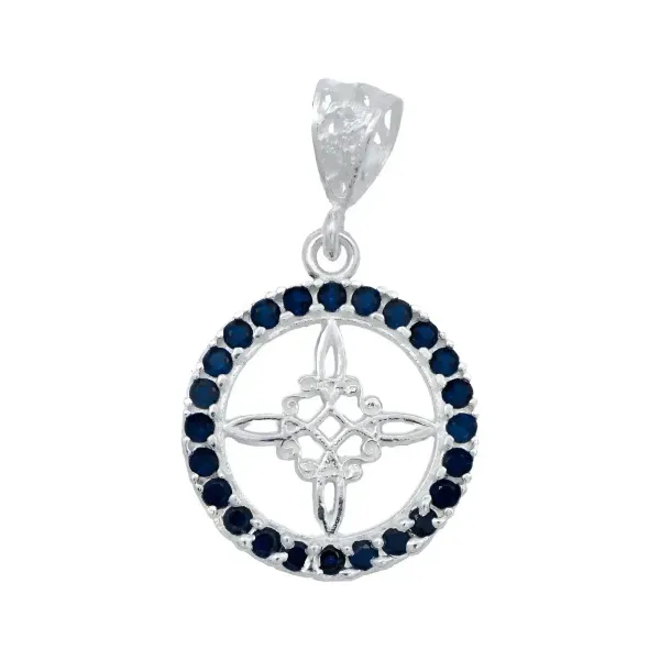 Dije Nudo Bruja Plata 925 Zirconia Azul - Imagen 1