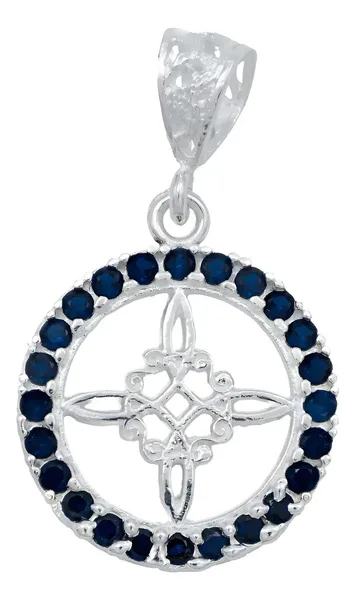 Dije Nudo Bruja Plata 925 Zirconia Azul - Imagen 1
