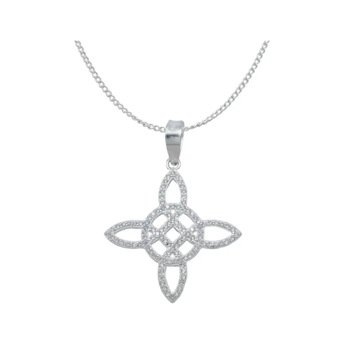 Dije Nudo Bruja Plata .925 para hombre con zirconia transparente, joyería esotérica moderna. Colgante de protección.