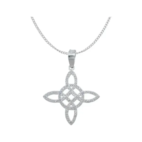 Dije Nudo Bruja Plata 925 Zirconia Transparente con Cadena Hombre - Imagen 1