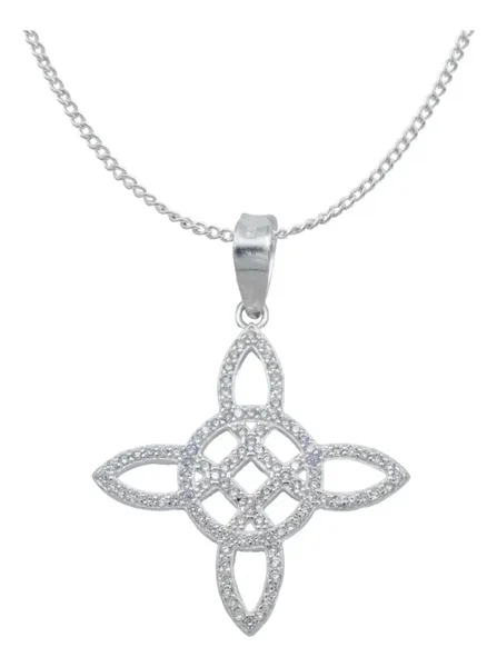 Dije Nudo Bruja Plata 925 Zirconia Transparente con Cadena Hombre - Imagen 1