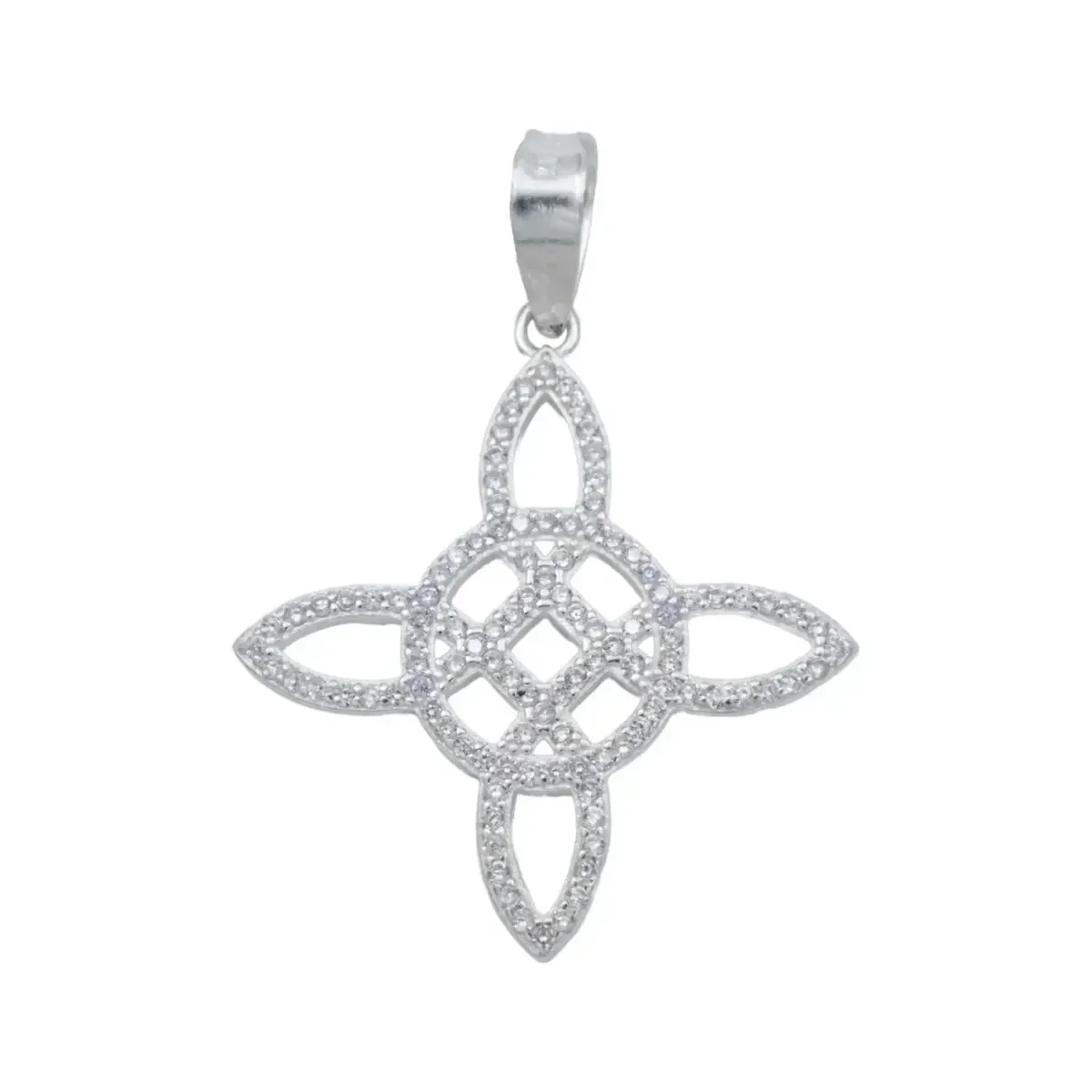 Dije Nudo Bruja Plata 925 Zirconia Transparente con Cadena Hombre - Imagen 2