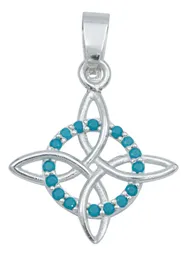 Dije Nudo Bruja Plata 925 Zirconia Turquesa con Cadena - Imagen 2