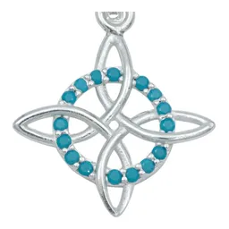 Dije Nudo Bruja Plata 925 Zirconia Turquesa con Cadena - Imagen 3