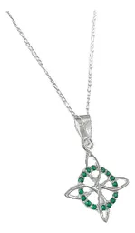 Dije Nudo Bruja Plata 925 Zirconia Verde con Cadena 45cm - Imagen 3
