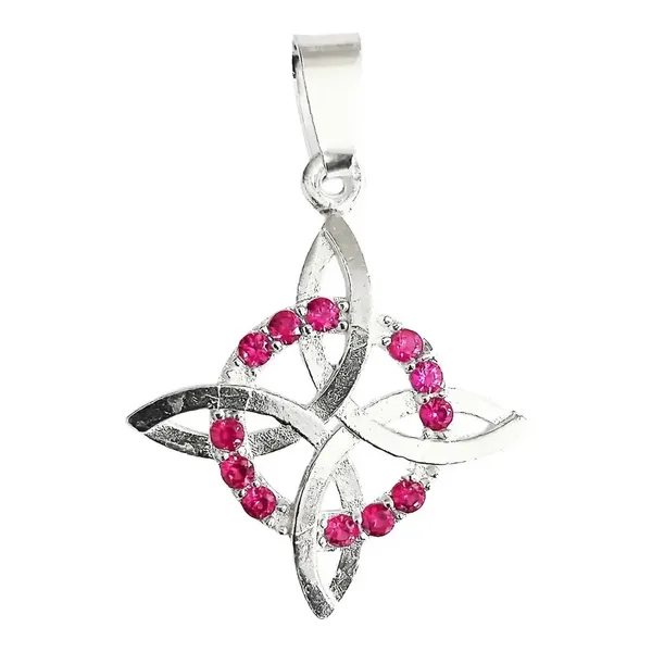 Dije Nudo Bruja Plata 925 Zirconias Rosas Protección - Imagen 1