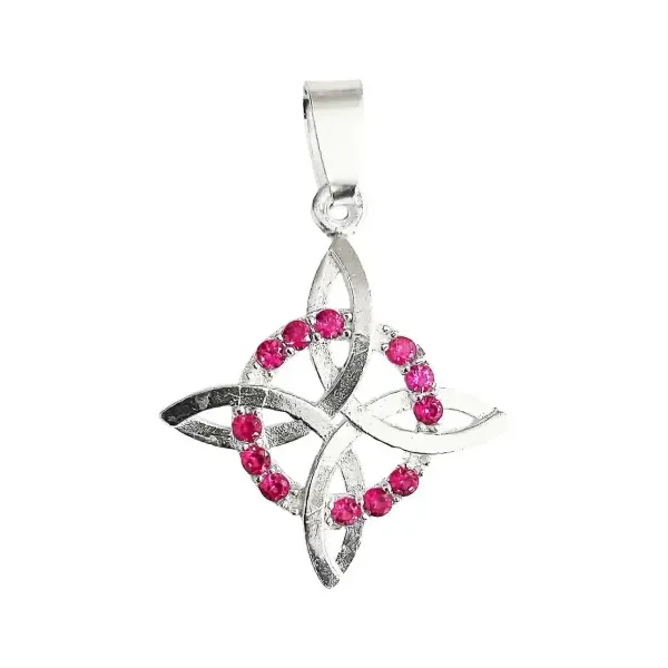 Dije Nudo Bruja Plata 925 Zirconias Rosas Protección - Imagen 1