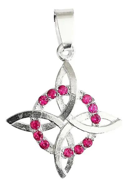 Dije Nudo Bruja Plata 925 Zirconias Rosas Protección - Imagen 1