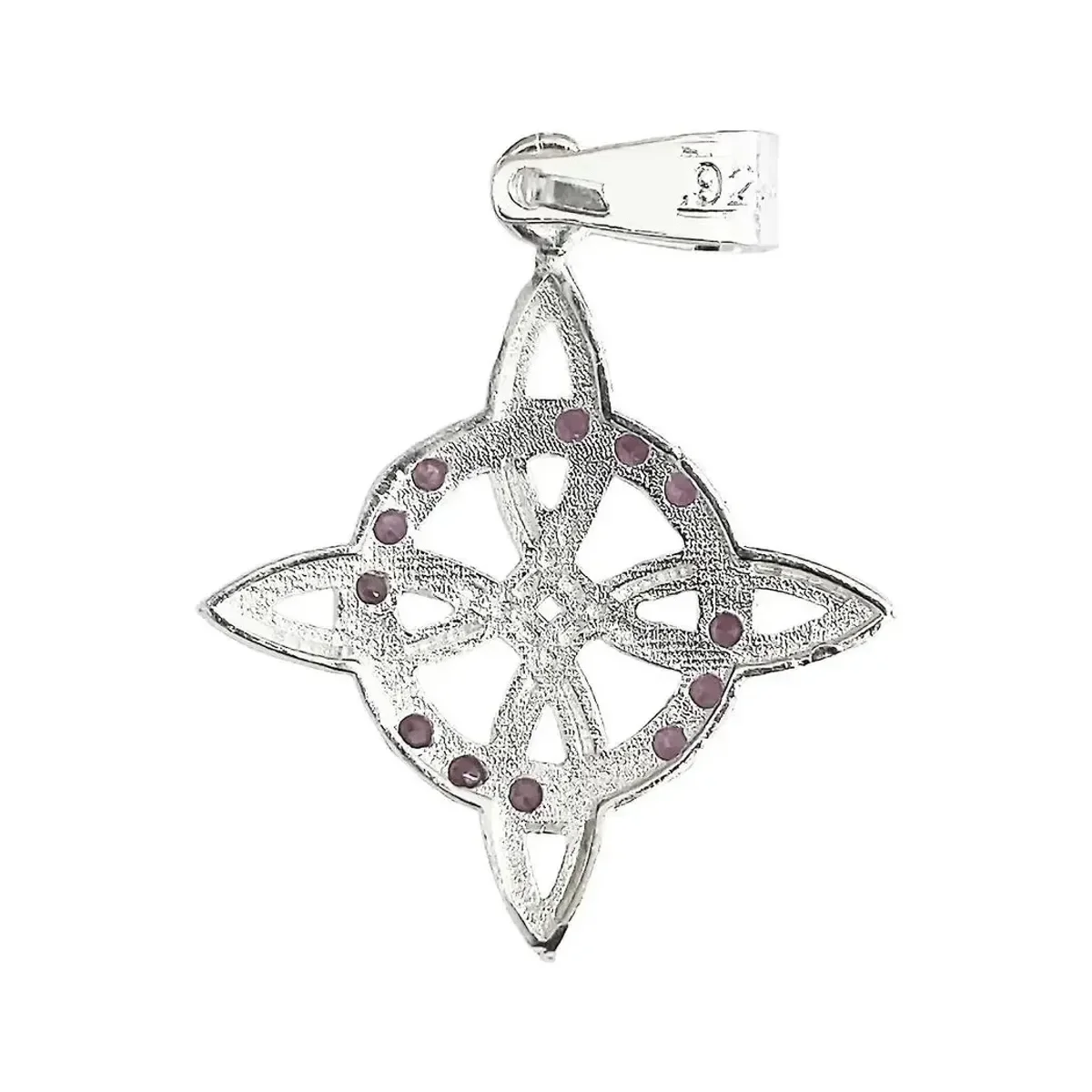 Dije Nudo Bruja Plata 925 Zirconias Rosas Protección - Imagen 3