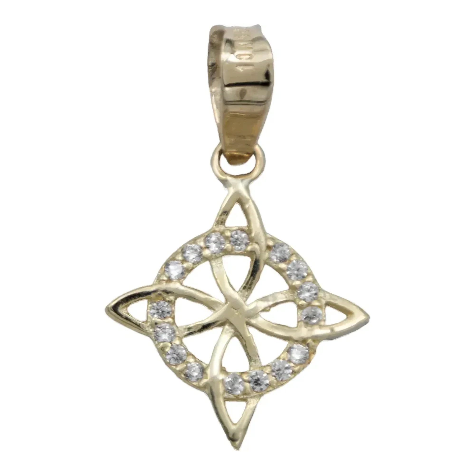 Dije Nudo de Bruja Celta Oro 10k con Zirconia brillante, joyería artesanal mexicana, amuleto esotérico de oro 10k para mujer.