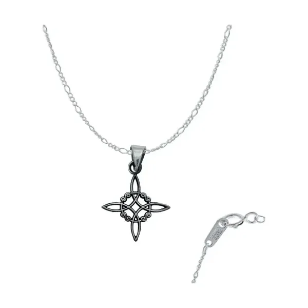 Dije Nudo de Bruja Celta Plata 925 con Cadena Pavonada Unisex - Imagen 1