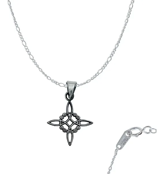 Dije Nudo de Bruja Celta Plata 925 con Cadena Pavonada Unisex - Imagen 1