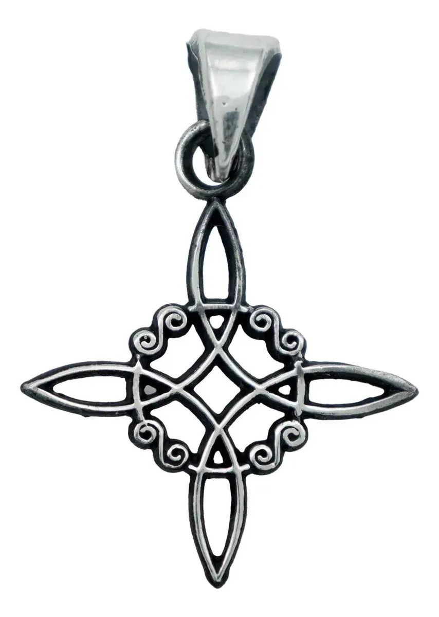 Dije Nudo de Bruja Celta Plata 925 con Cadena Pavonada Unisex - Imagen 1