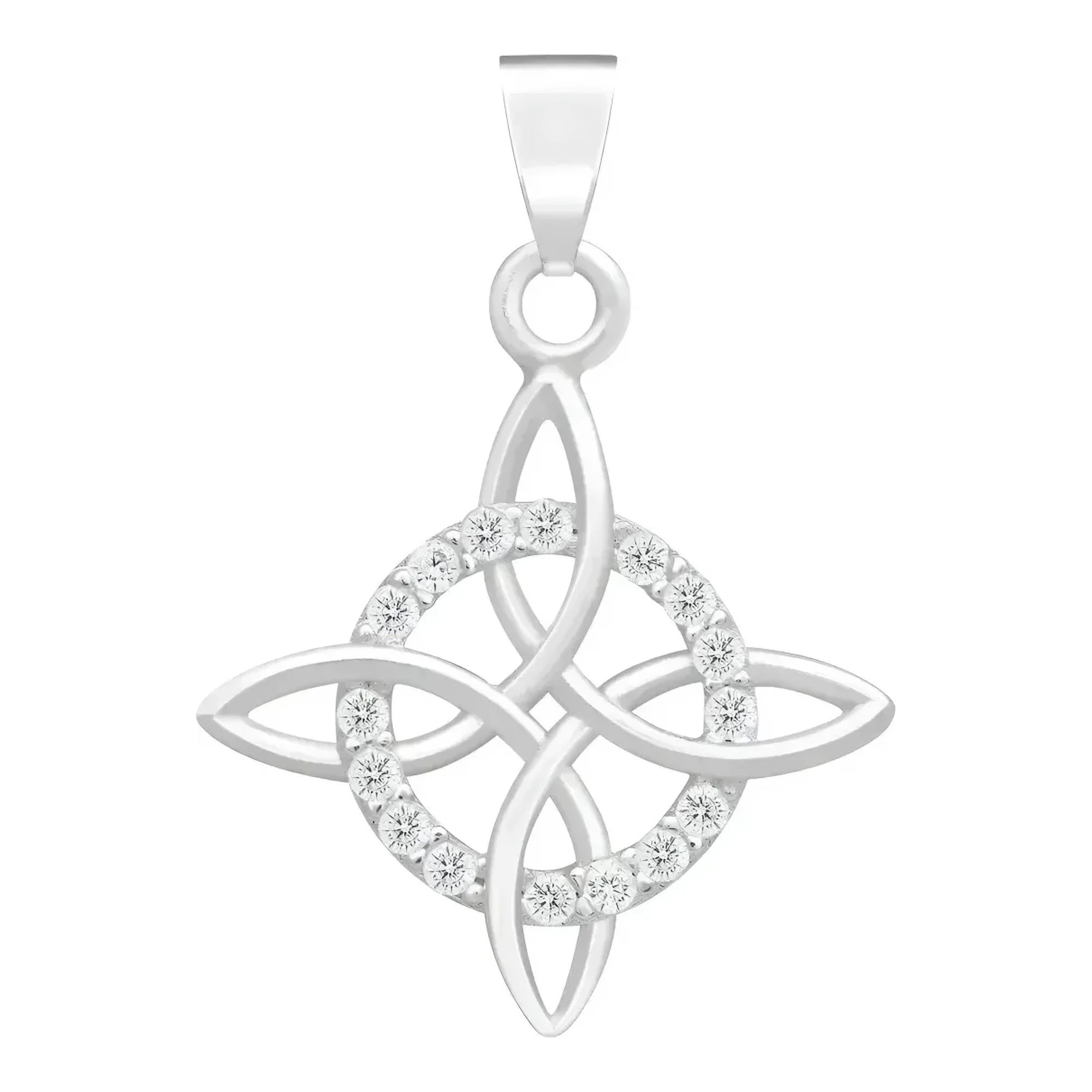 Dije nudo de bruja celta plata 925 con zirconia blanca brillante, amuleto de protección mística contra envidias para mujer