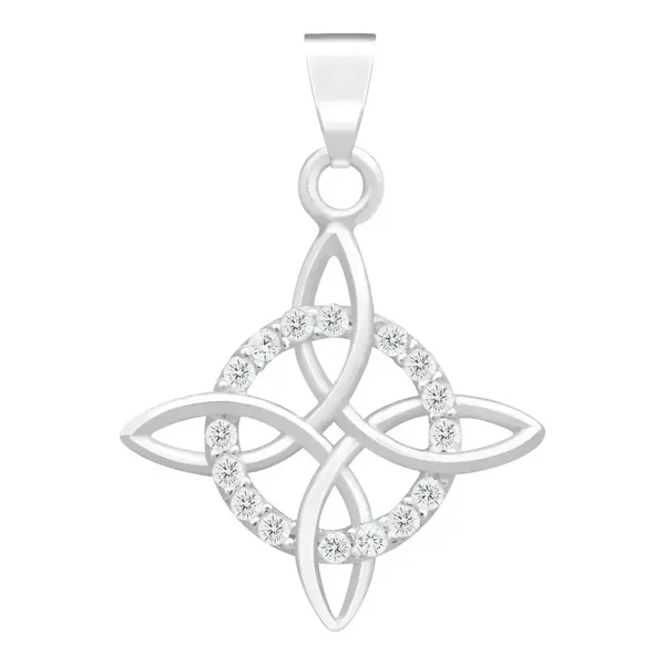 Dije Nudo de Bruja Celta Plata 925 con Zirconia Blanca - Imagen 1