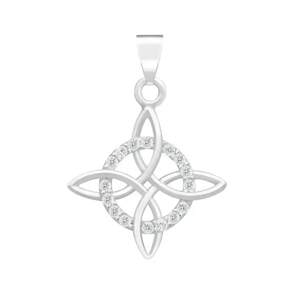 Dije Nudo de Bruja Celta Plata 925 con Zirconia Blanca - Imagen 1
