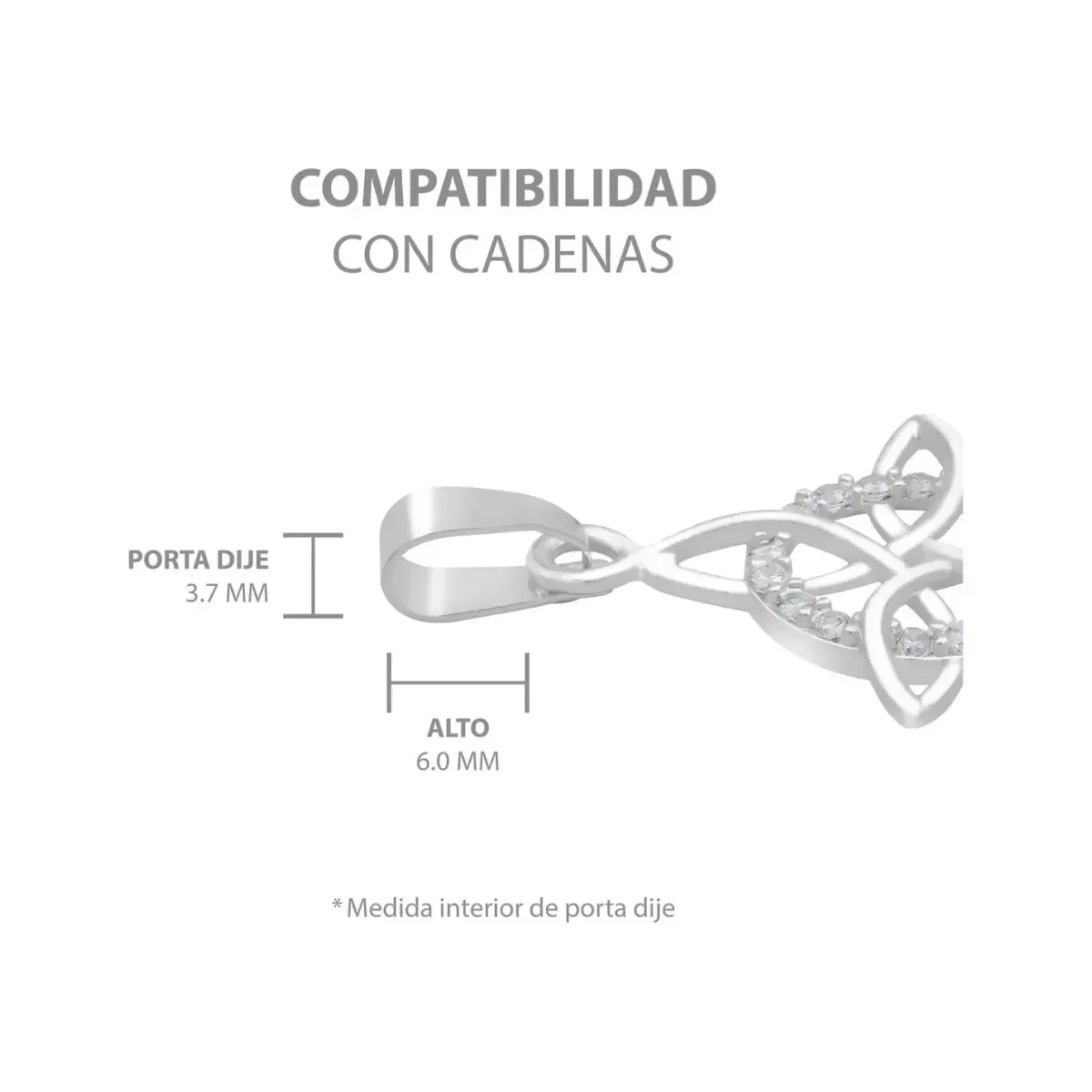 Dije Nudo de Bruja Celta Plata 925 con Zirconia Blanca - Imagen 6