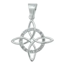 Dije Nudo de Bruja Celta Plata 925 con Zirconia y Cadena Unisex - Imagen 2