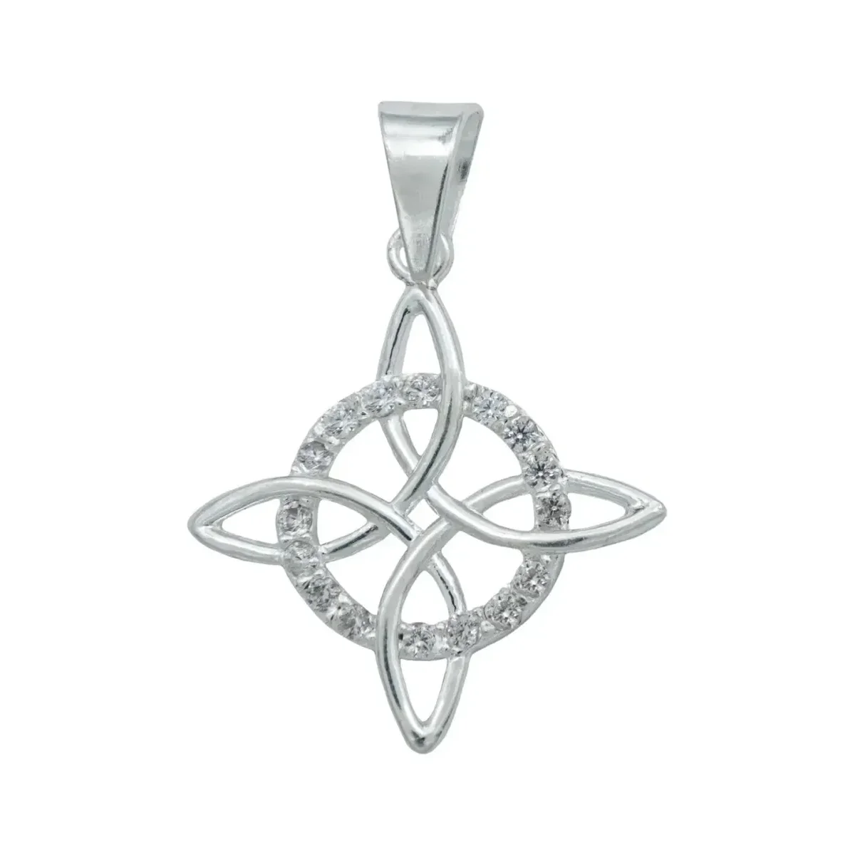 Dije Nudo de Bruja Celta Plata 925 con Zirconia y Cadena Unisex - Imagen 2
