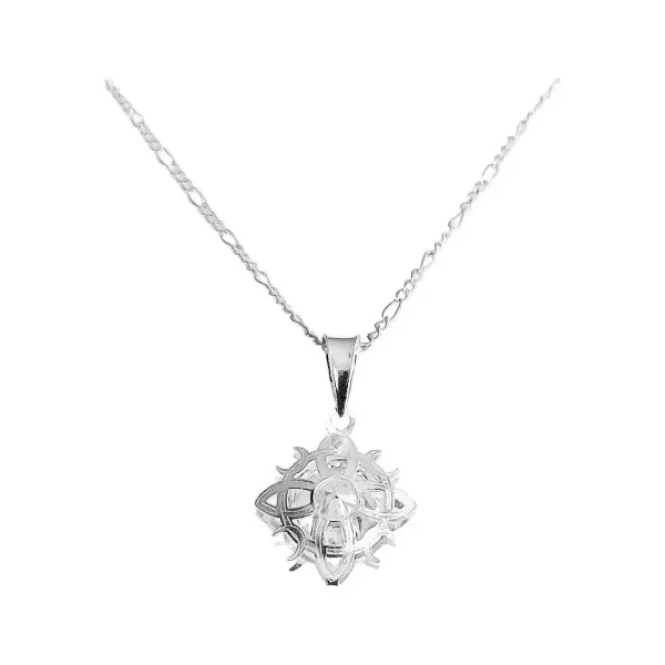 Dije Nudo de Bruja Celta Plata 925 con Zirconia y Cadena - Imagen 1