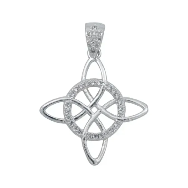 Dije Nudo de Bruja Celta Plata 925 con Zirconia - Imagen 1