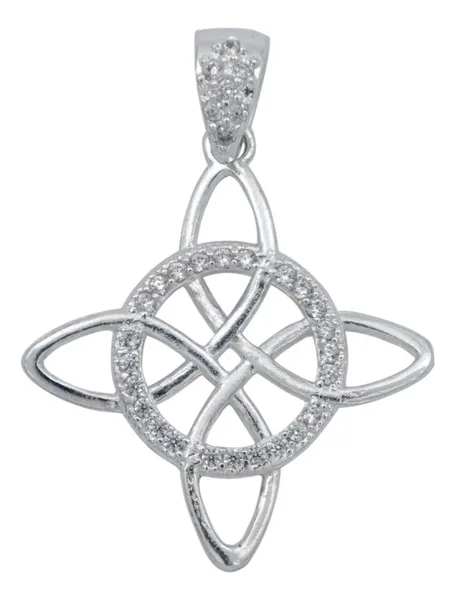 Dije Nudo de Bruja Celta Plata 925 con Zirconia - Imagen 1