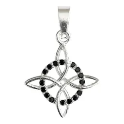 Dije Nudo de Bruja Celta Plata 925 con Zirconias Negras - Imagen 1