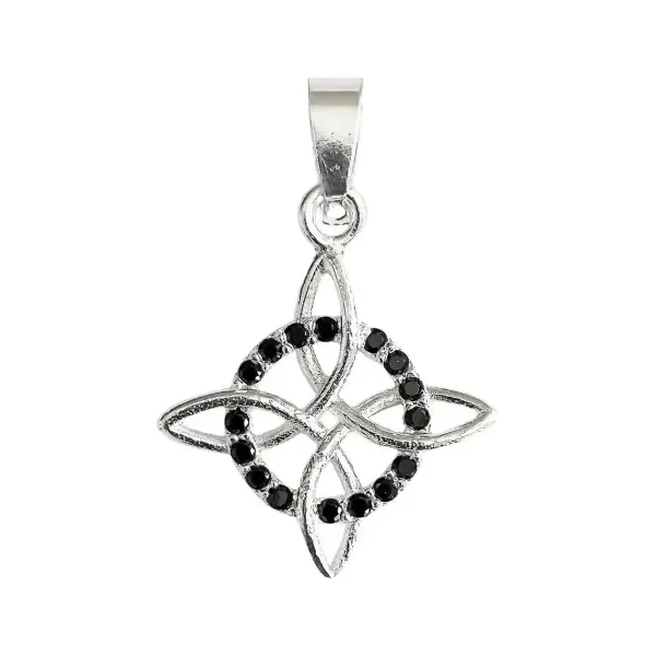 Dije Nudo de Bruja Celta Plata 925 con Zirconias Negras - Imagen 1