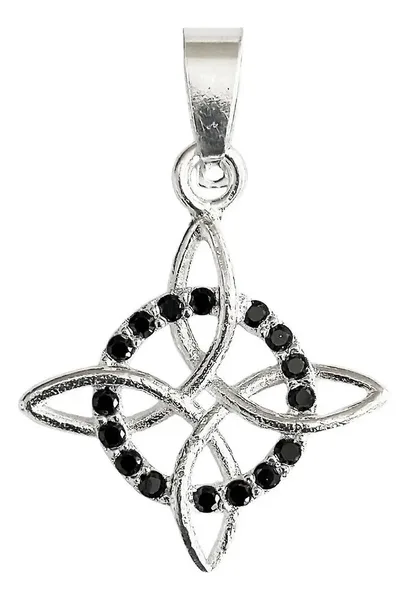 Dije Nudo de Bruja Celta Plata 925 con Zirconias Negras - Imagen 1