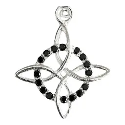 Dije Nudo de Bruja Celta Plata 925 con Zirconias Negras - Imagen 2