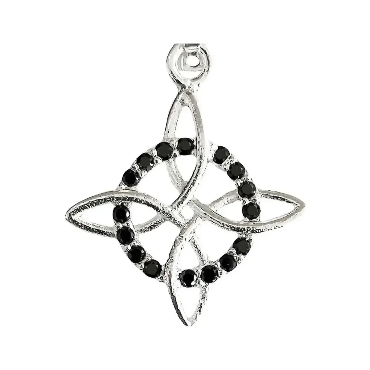 Dije Nudo de Bruja Celta Plata 925 con Zirconias Negras - Imagen 2