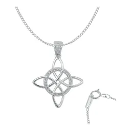 Dije Nudo de Bruja Celta Plata 925 Zirconia con Cadena Barbada - Imagen 1