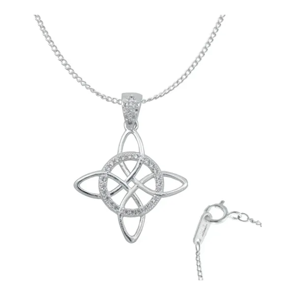 Dije Nudo de Bruja Celta Plata 925 Zirconia con Cadena Barbada - Imagen 1