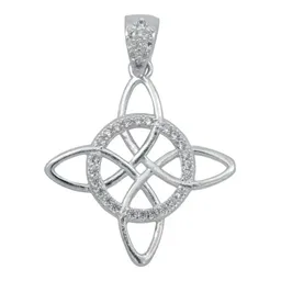 Dije Nudo de Bruja Celta Plata 925 Zirconia con Cadena Barbada - Imagen 2