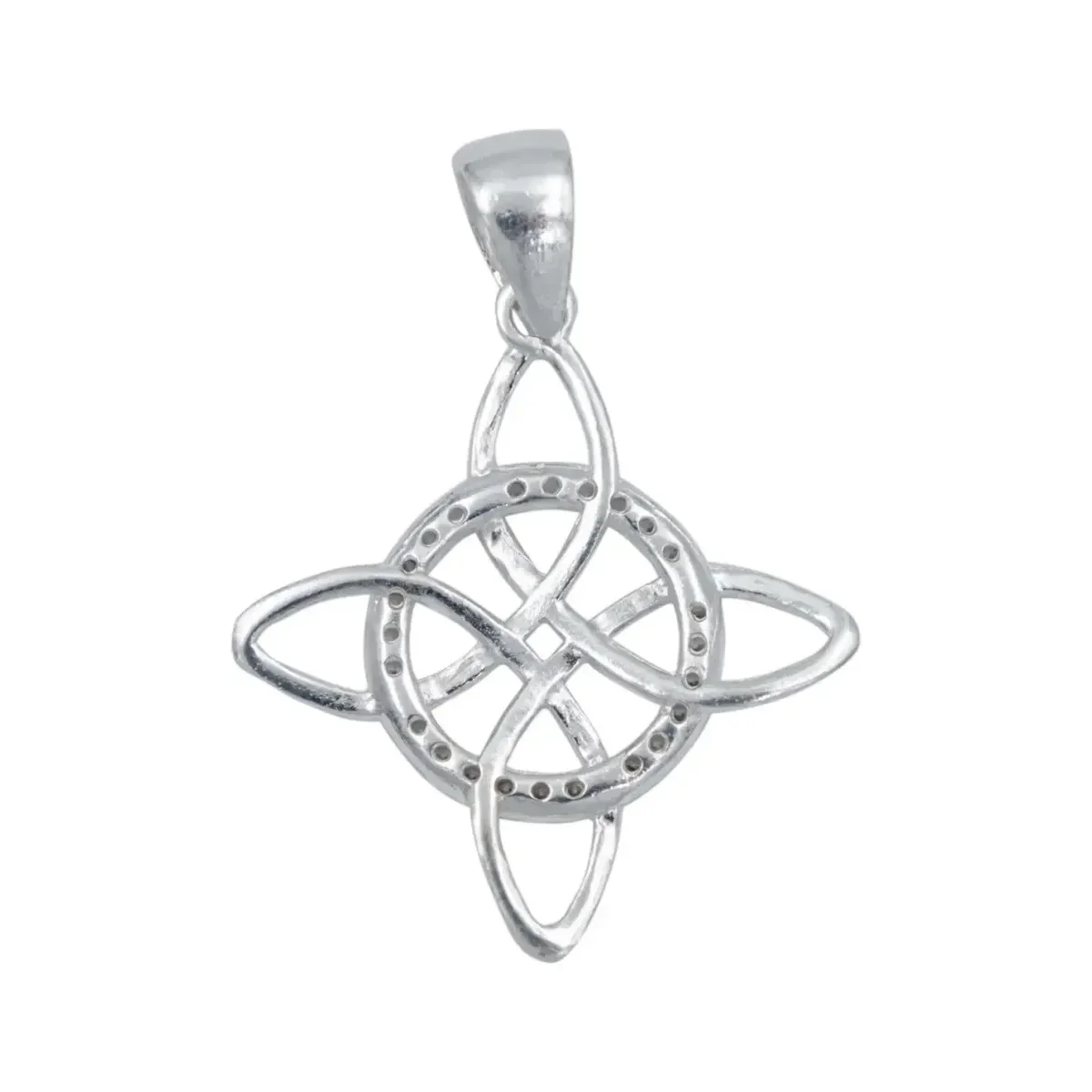 Dije Nudo de Bruja Celta Plata 925 Zirconia con Cadena Barbada - Imagen 4