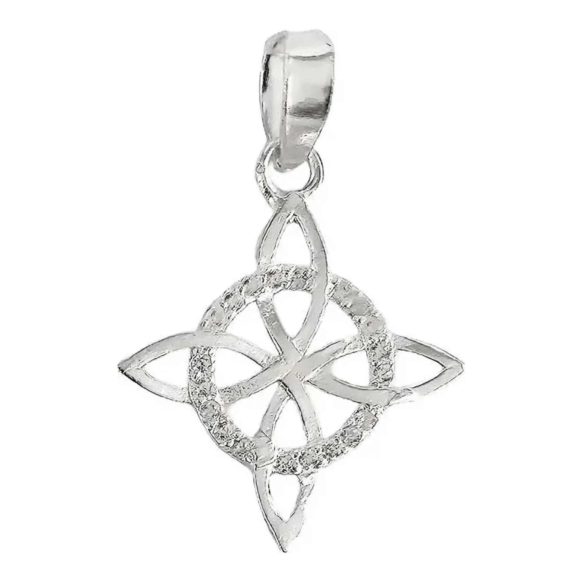 Dije nudo de bruja original plata .925 nacional acabado liso con zirconia central amuleto protector contra envidias celta