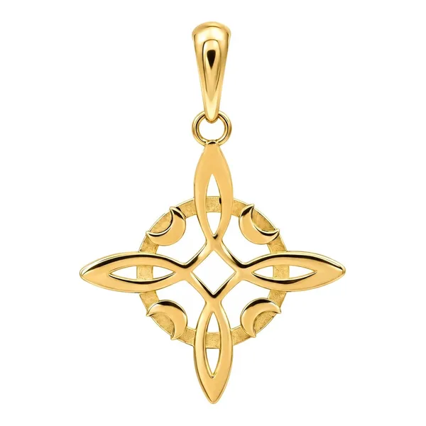 Dije Nudo de Bruja con fases lunares de oro 10k de 30 mm x 22 mm acabado pulido - Joyaris