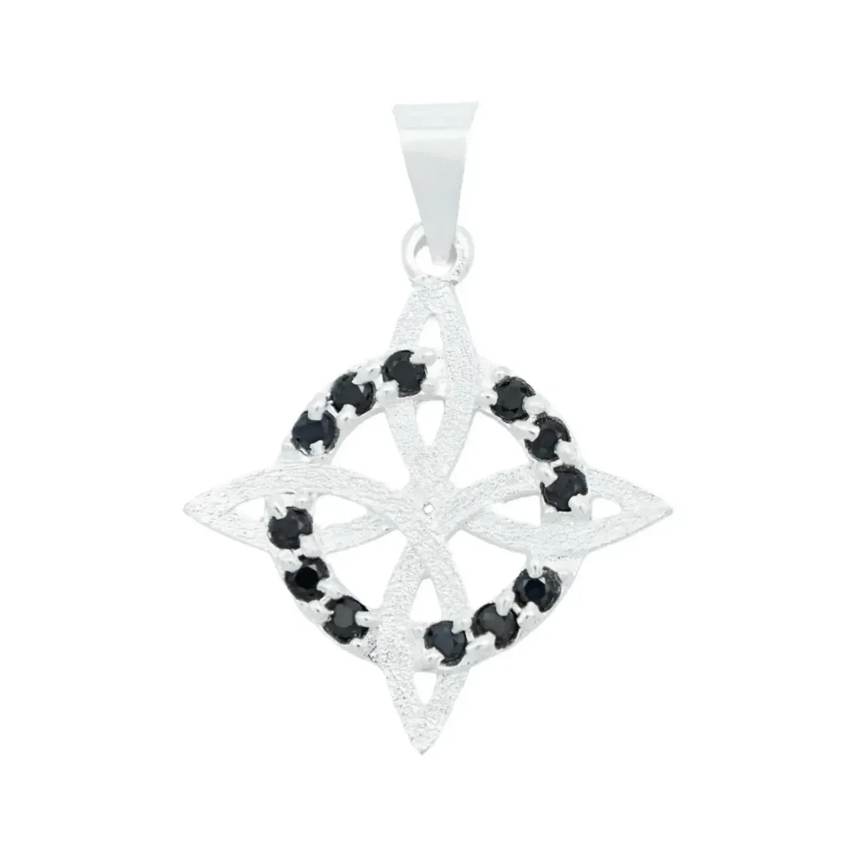 Dije Nudo de Bruja Grande Plata .925 con Zirconia Negra. Joyería artesanal mexicana, amuleto de protección, estilo gótico, jo