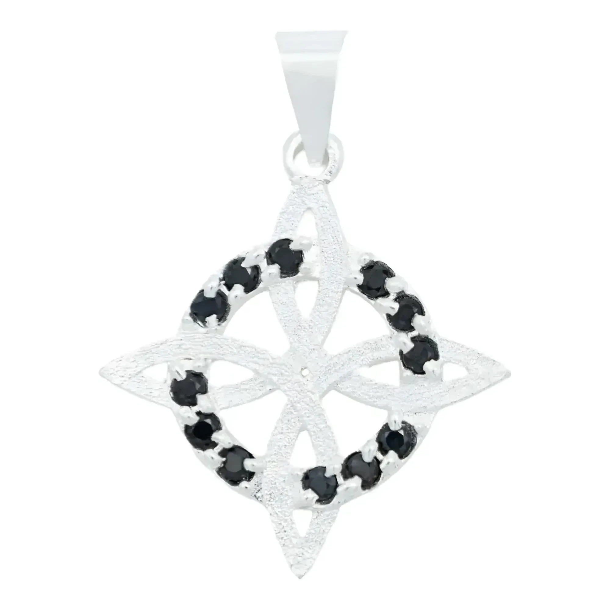 Dije nudo de bruja grande plata .925 nacional acabado liso con zirconia negra amuleto contra envidias talismán wicca místico