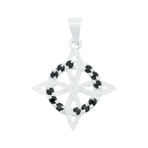 Dije Nudo de Bruja Grande Plata 925 con Zirconia Negra - Imagen 1
