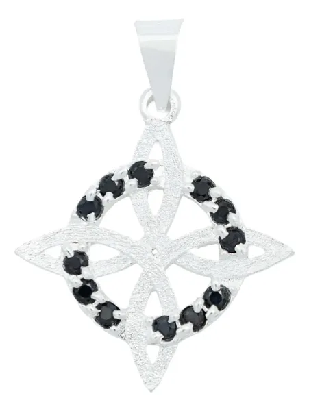 Dije Nudo de Bruja Grande Plata 925 con Zirconia Negra - Imagen 1