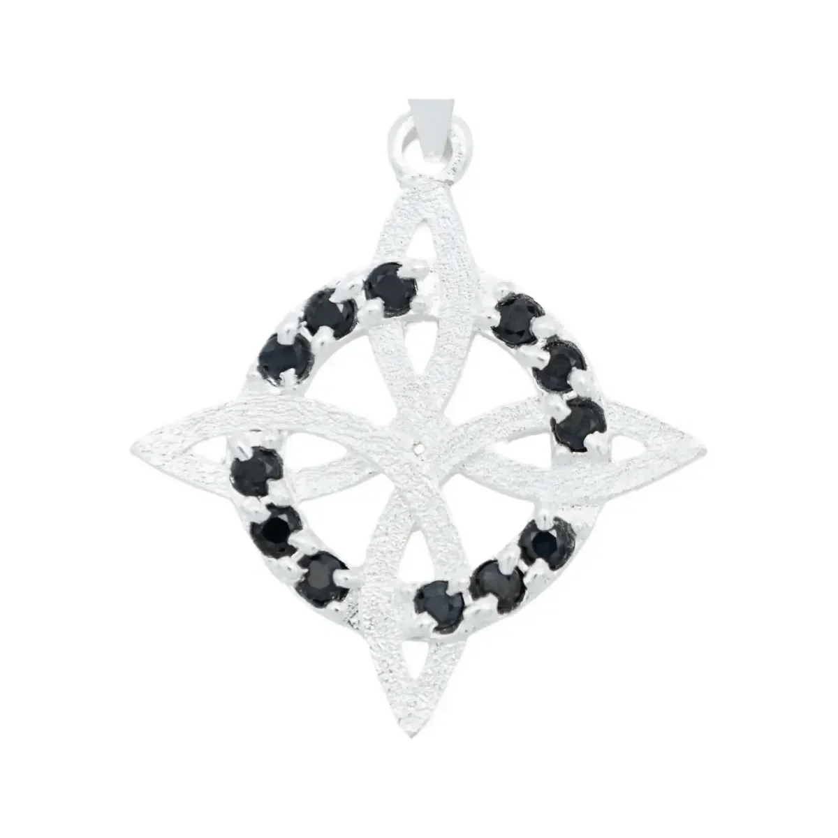 Dije Nudo de Bruja Grande Plata 925 con Zirconia Negra - Imagen 2