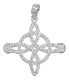 Dije Nudo de Bruja Lunas Plata Ley .925 con Zirconias - Imagen 1