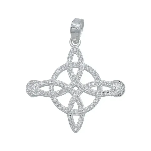 Dije Nudo de Bruja Lunas Plata Ley .925 con Zirconias - Imagen 1