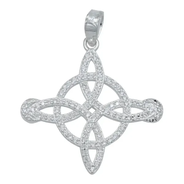 Dije Nudo de Bruja Lunas Plata Ley .925 con Zirconias - Imagen 1