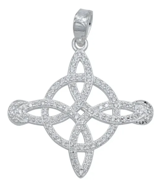 Dije Nudo de Bruja Lunas Plata Ley .925 con Zirconias - Imagen 1