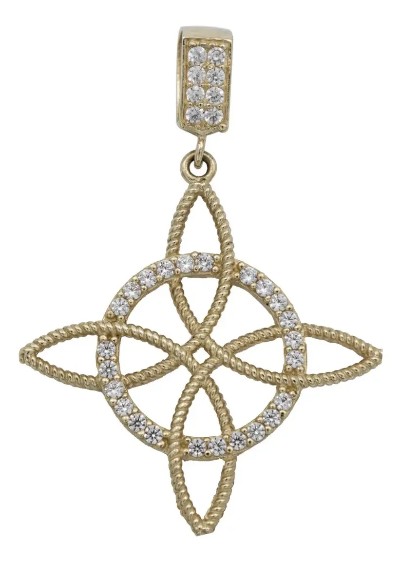 Dije Nudo de Bruja de Oro 10k con Zirconias para Hombre - Joyaris joyería fina artesanal mexicana