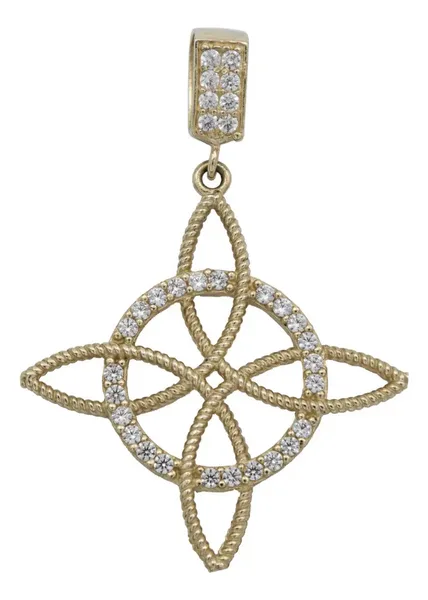 Dije Nudo de Bruja Oro 10k con Zirconias para Hombre Artesanal - Imagen 1
