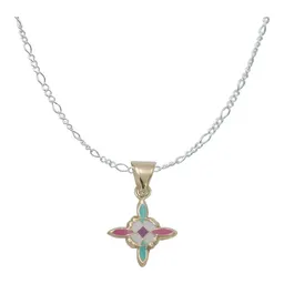 Dije Nudo de Bruja Oro 10k Esmaltado Rosa con Cadena Plata .925 - Imagen 1