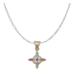 Dije Nudo de Bruja Oro 10k Esmaltado Rosa con Cadena Plata .925 - Imagen 1